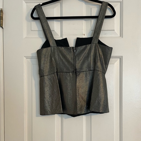 BCBGMaxazria Metallic V-Neck Wire Top - Picture 3 of 5